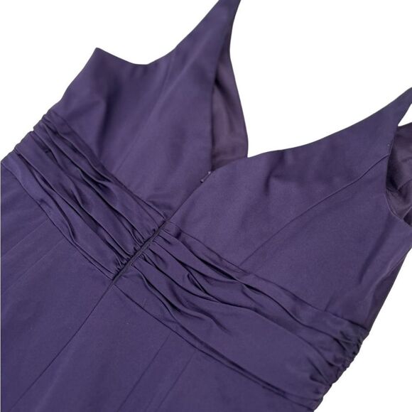 David’s Bridal Purple Short V-Neck Ruched Bridesmaid Dress A-Line Wedding Formal - Picture 4 of 7